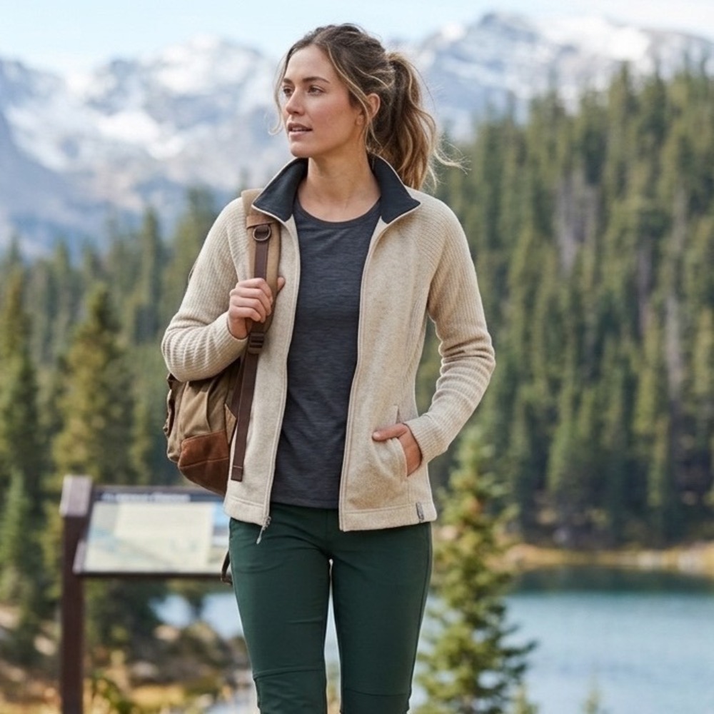 Mountain‎ Hardwear Womens Recycled Wool Blend Full Zip Ribbed Sweater Jacket S